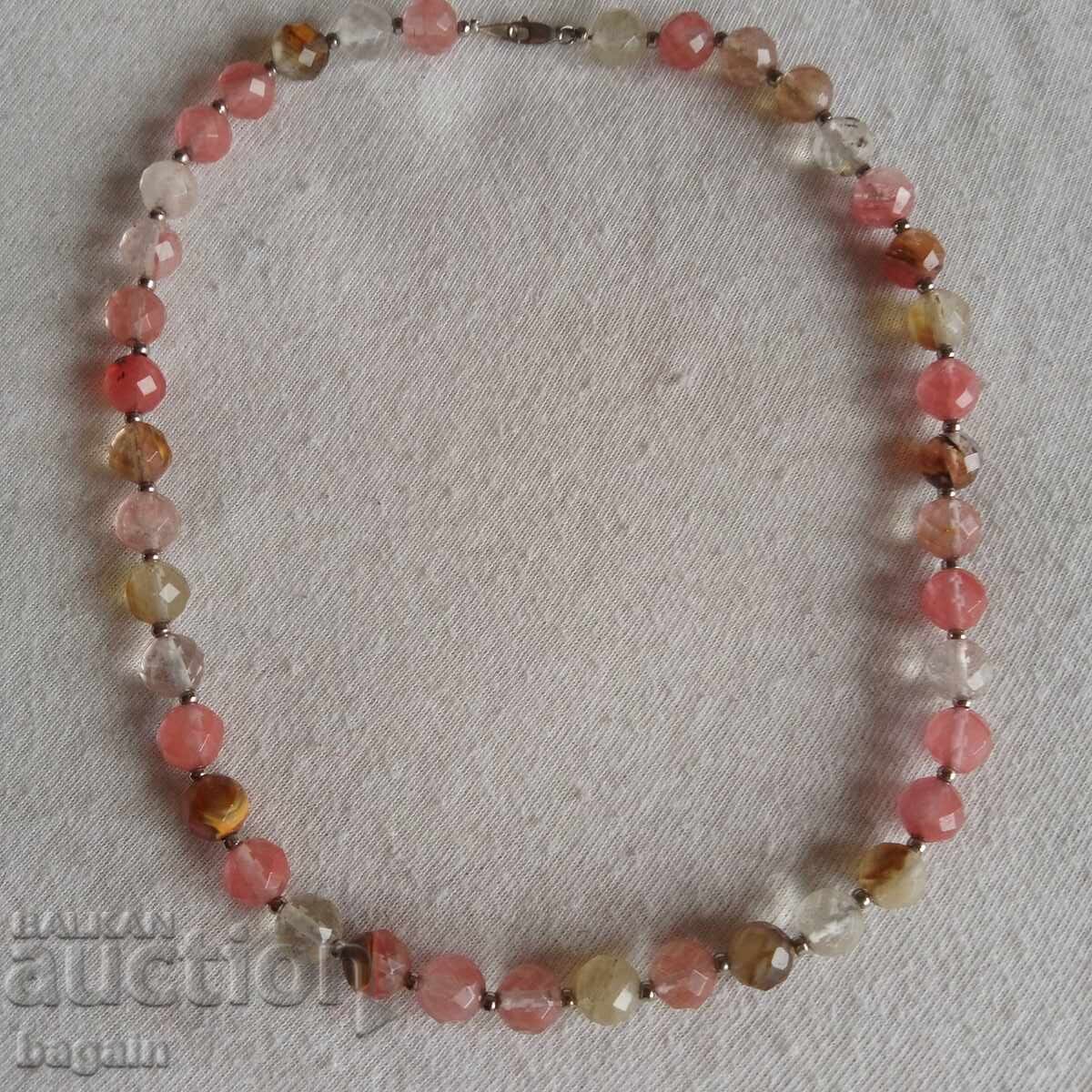 Silver necklace with natural stones