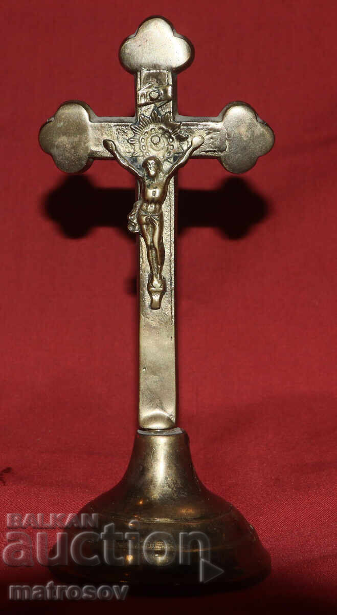 Auction  Brass table cross, crucifix