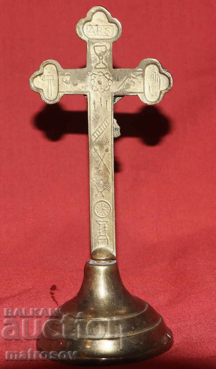 Brass table cross, crucifix - 6