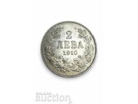 2 лева 1910 година ОТЛИЧНА