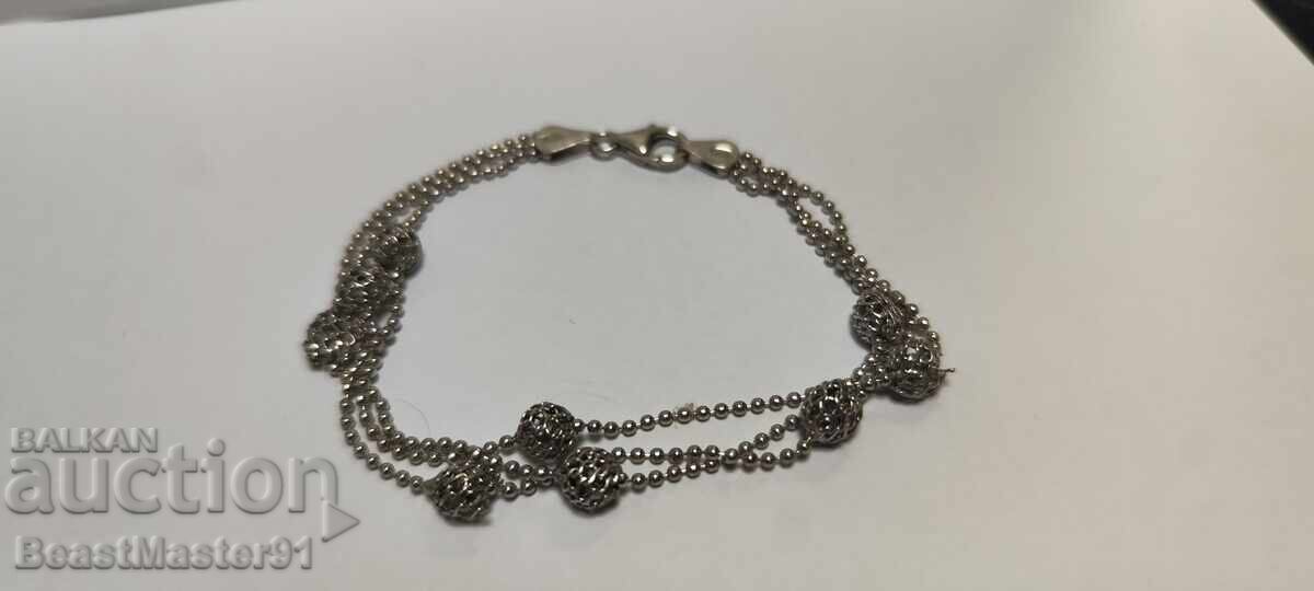 Όμορφη ασημένια βραχιόλι, 18εκ, 5.6 γρ, σφραγίδες με τιμή 39.00 BGN | € 19.94