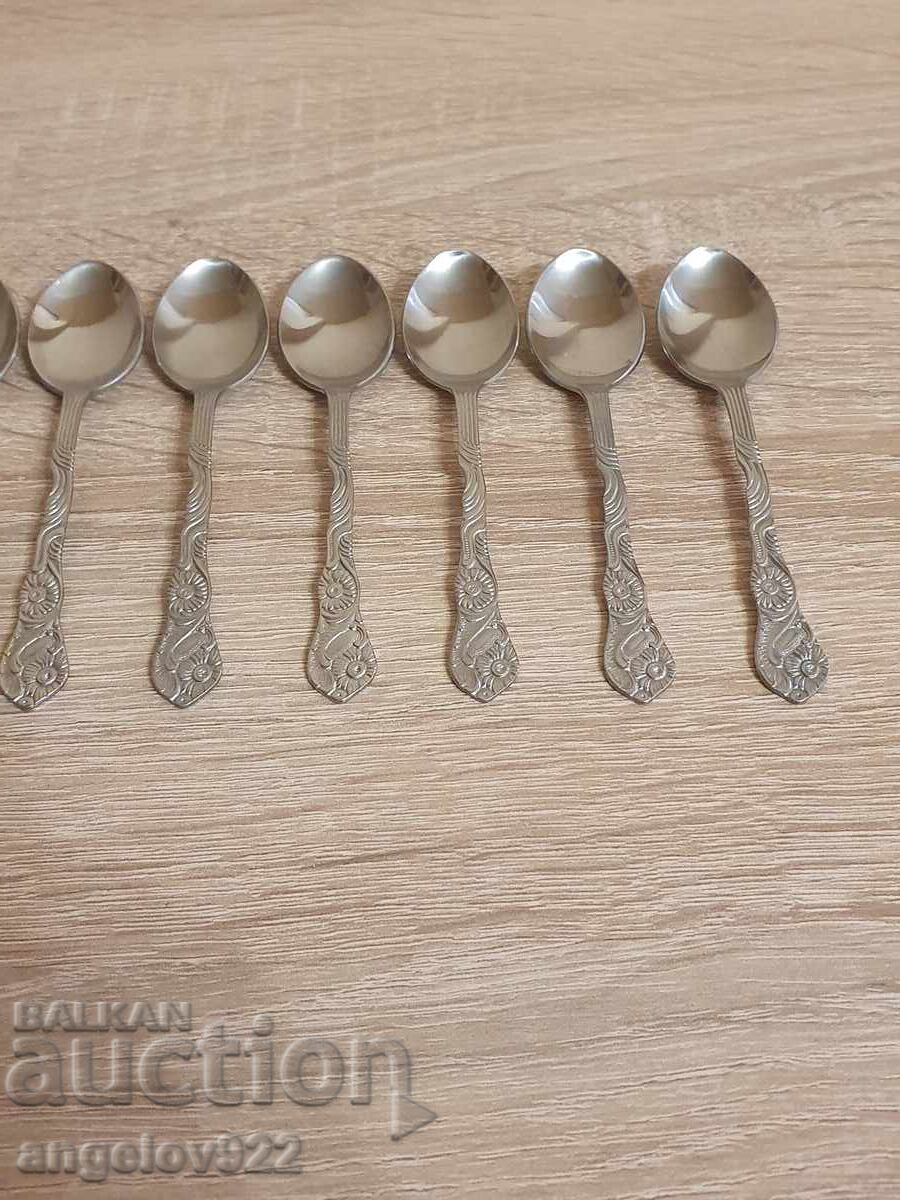 Auction 8 coffee spoons with markings!!! Auction 8 coffee spoons with markings!!!