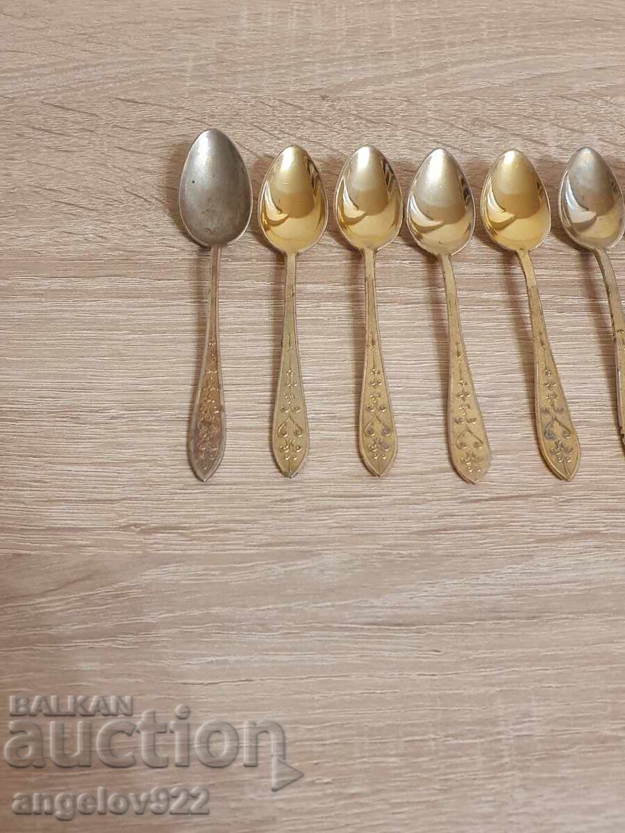 7 gold-plated coffee spoons!!! with price 6.50 BGN | € 3.32 7 gold-plated coffee spoons!!! with price 6.50 BGN | € 3.32