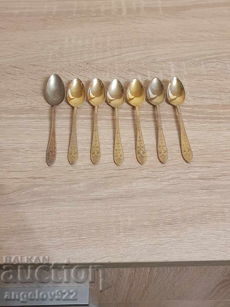 7 gold-plated coffee spoons!!! 7 gold-plated coffee spoons!!!