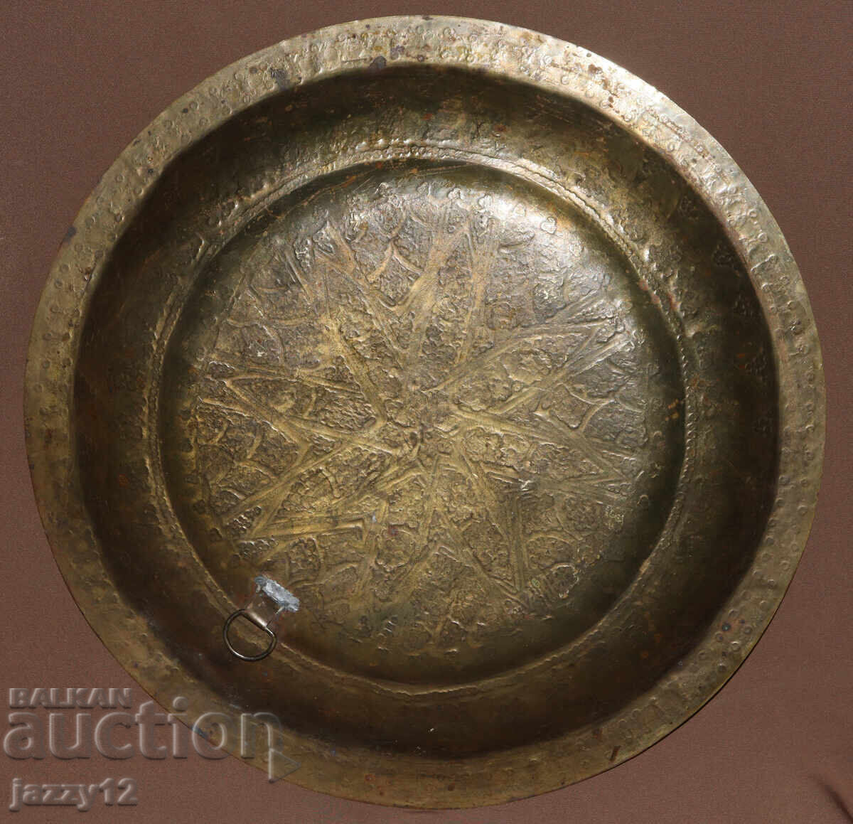 Παλιό ορειχάλκινο πιάτο, διακοσμητικό τοίχου, ισλαμικά μοτίβα - 7