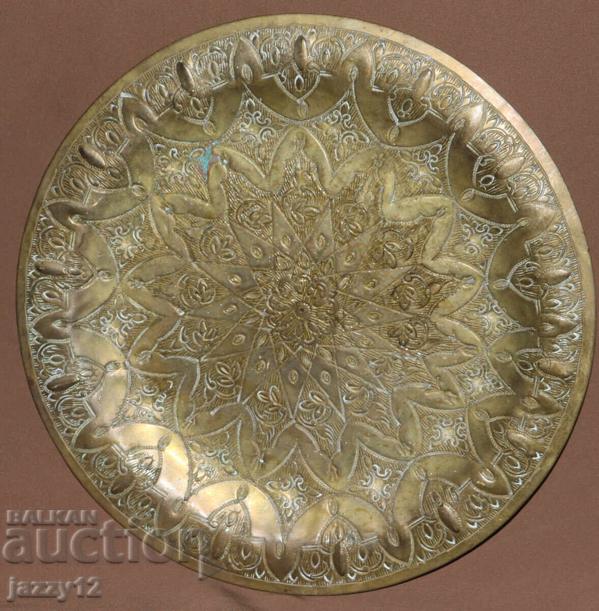 Auction  Old brass plate wall decor Islamic motifs