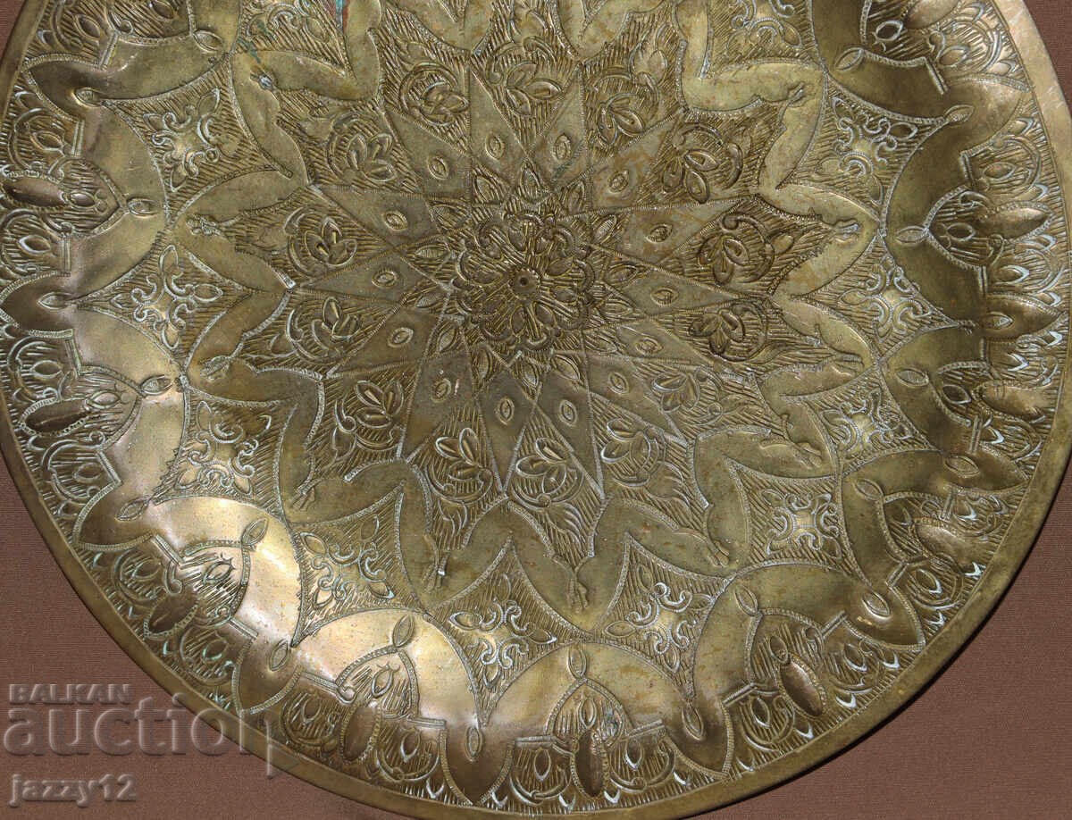 Old brass plate wall decor Islamic motifs - 6