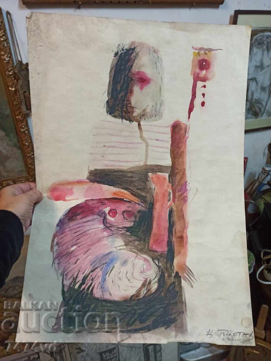 Auction  OLD WATERCOLORS BY TSVETAN TIMOTEEV - 3 PIECES