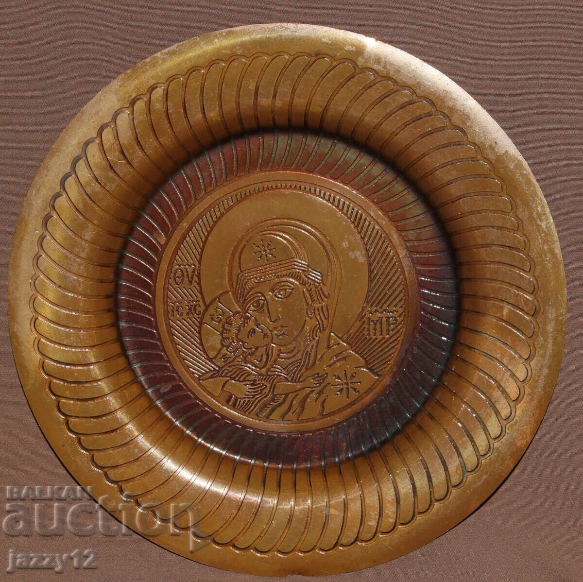 Copper plate wall decoration, Virgin Mary with the Infant