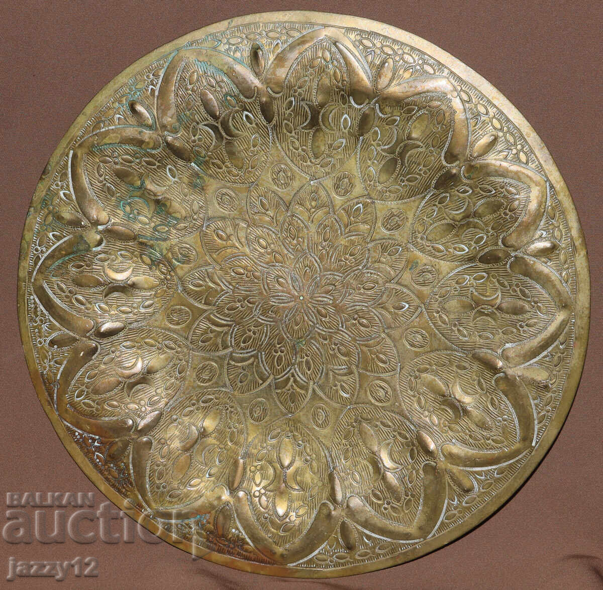 Old brass plate tray wall decoration Islamic motifs