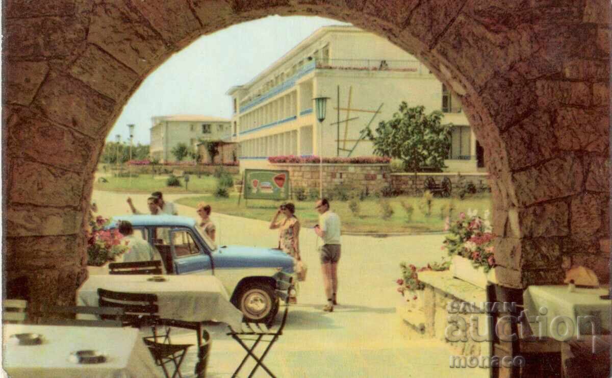 Παλιά καρτ ποστάλ - Χρυσή Άμμος, Θέα με Moskvich