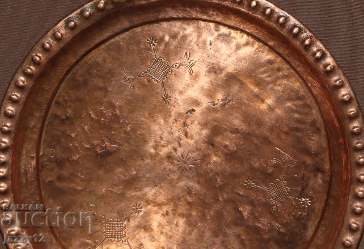 Παλιός χειροποίητος χάλκινος δίσκος ταψί - 5