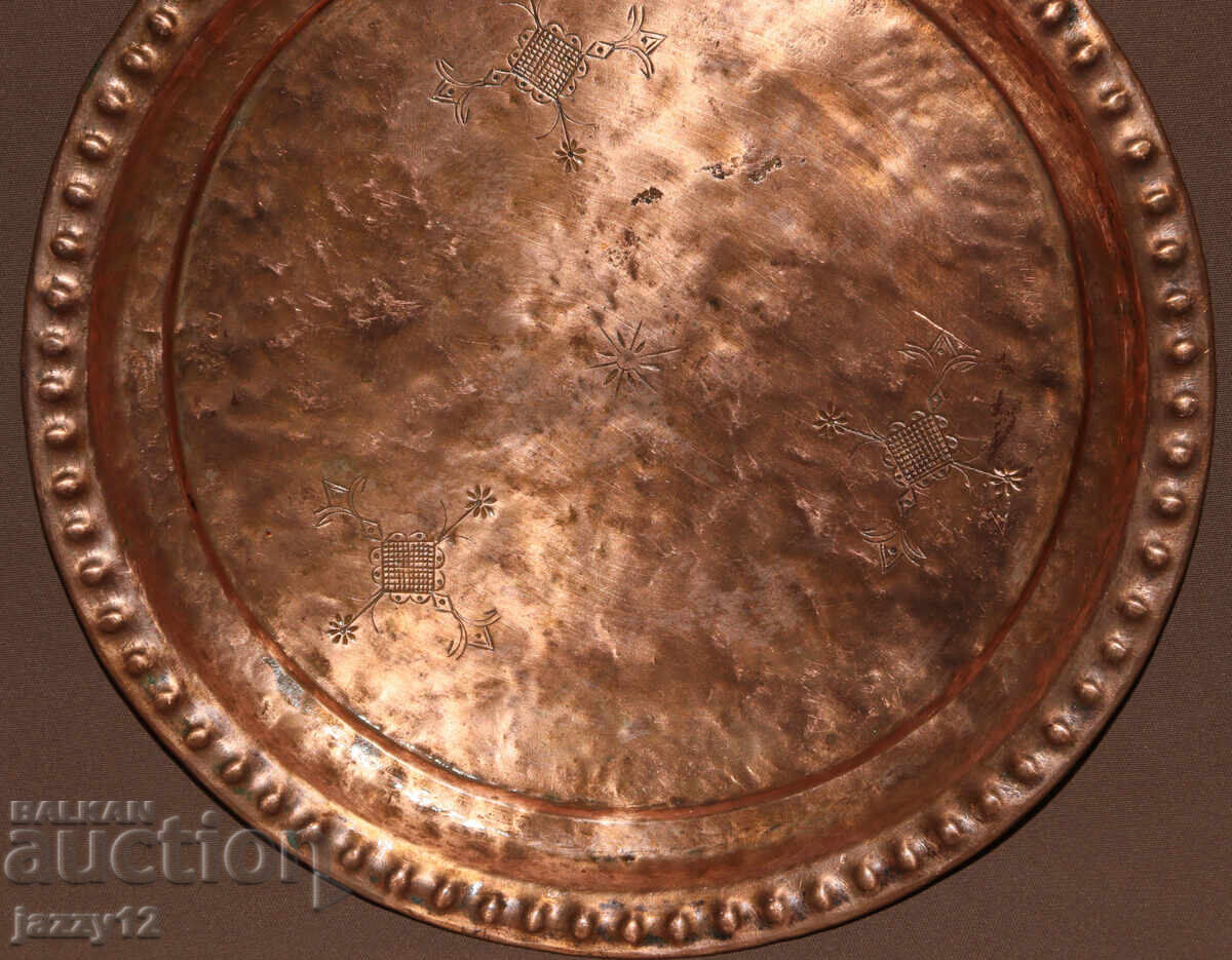 Παλιός χειροποίητος χάλκινος δίσκος ταψί - 6