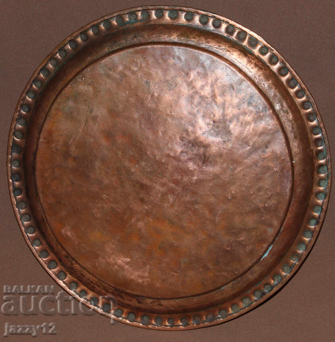Παλιός χειροποίητος χάλκινος δίσκος ταψί - 7
