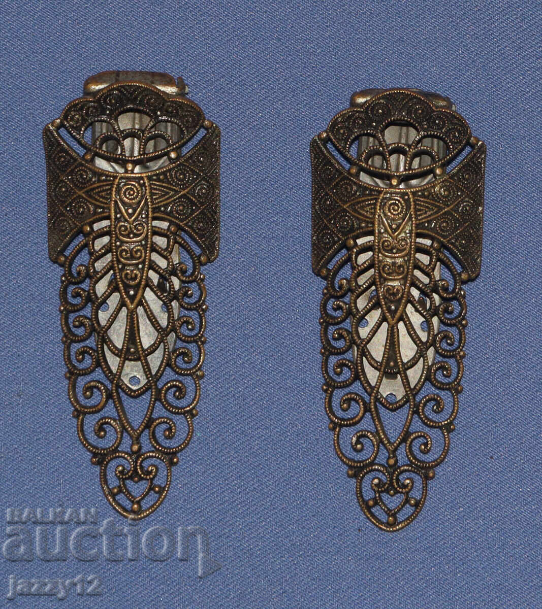 Pereche de ornamente metalice vechi pentru păr, agrafe