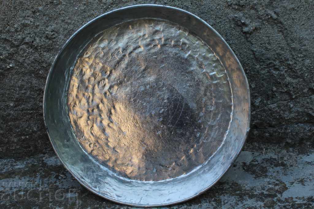 СТАРА КАЛАЙДИСАНА БАКЪРЕНА ТАВА БАКЪР МЕД БАНИЦА