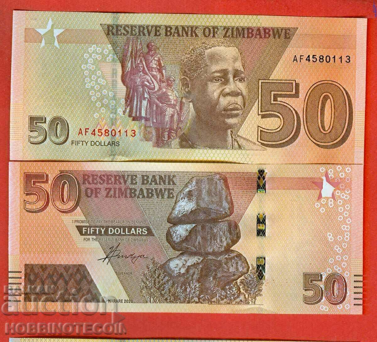 ZIMBABWE ZIMBABWE emisiune de 50 USD - emisiune 2020 - 2022 NOU UNC