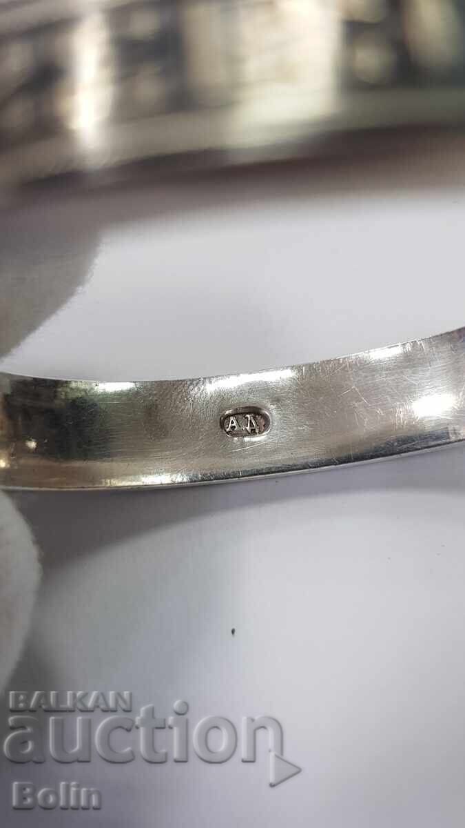 Ρωσικό τσαρικό ασημένιο βραχιόλι 84 βαθμών με νιέλο Καυκάσου - 5