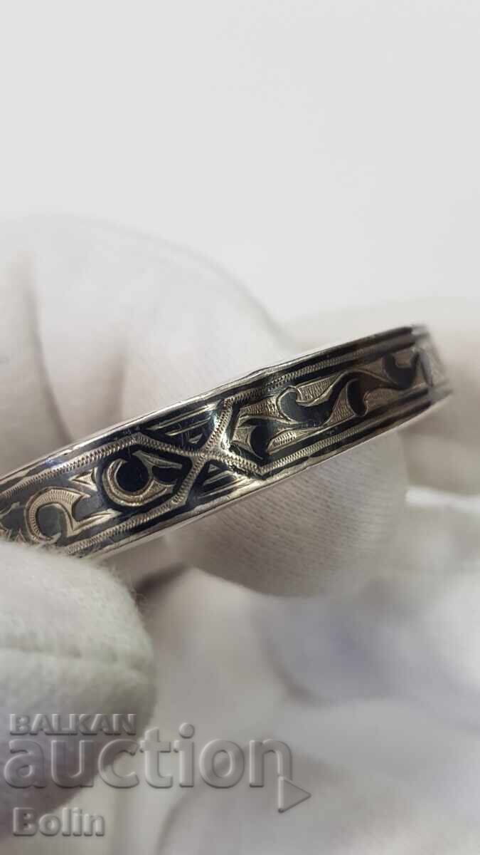 Ρωσικό τσαρικό ασημένιο βραχιόλι 84 βαθμών με νιέλο Καυκάσου - 6