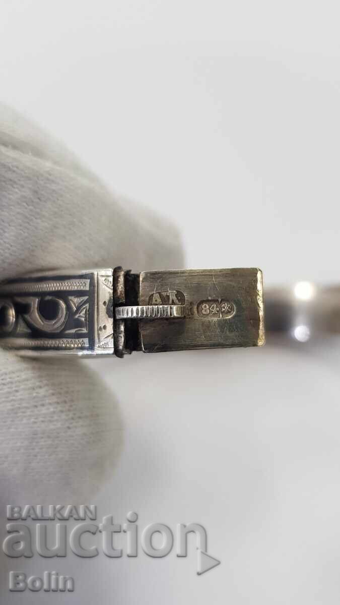 Ρωσικό τσαρικό ασημένιο βραχιόλι 84 βαθμών με νιέλο Καυκάσου - 7