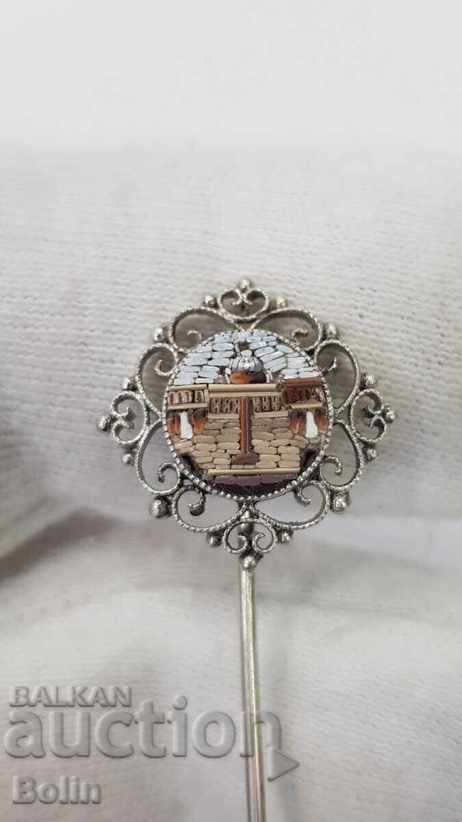 Livrarea Ac de argint foarte rar cu micro-mozaic Europa secolul al XIX-lea