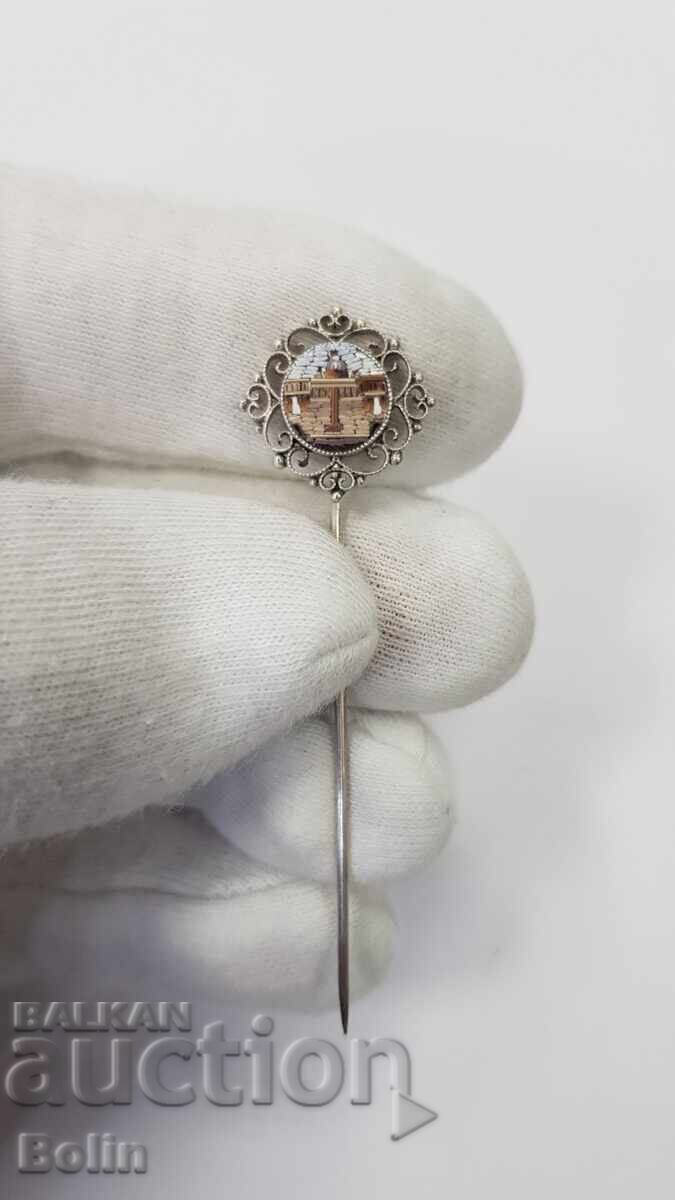 Ac de argint foarte rar cu micro-mozaic Europa secolul al XIX-lea - 5