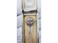 Много рядка сребърна игла с микро мозайка Европа 19 век