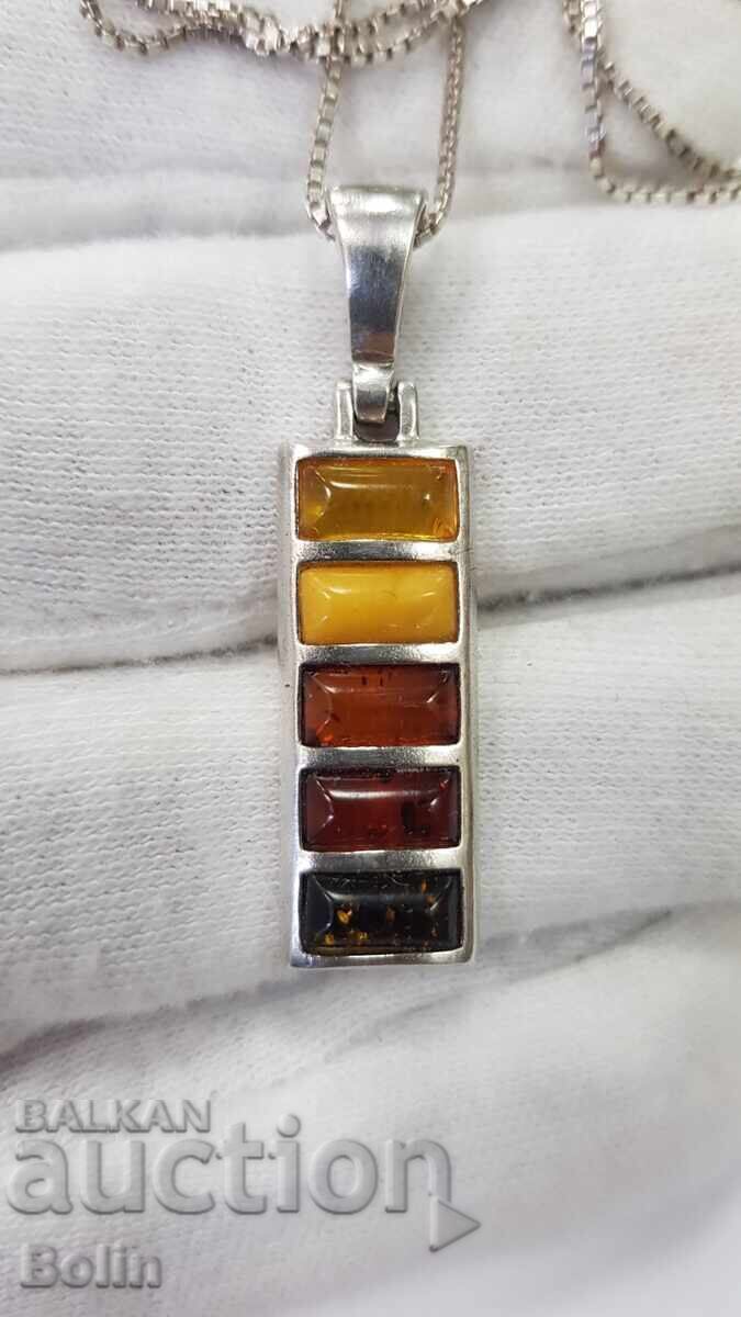 Silver pendant with natural amber 925 silver. Europe with price 30.00 BGN | € 15.34 Silver pendant with natural amber 925 silver. Europe with price 30.00 BGN | € 15.34