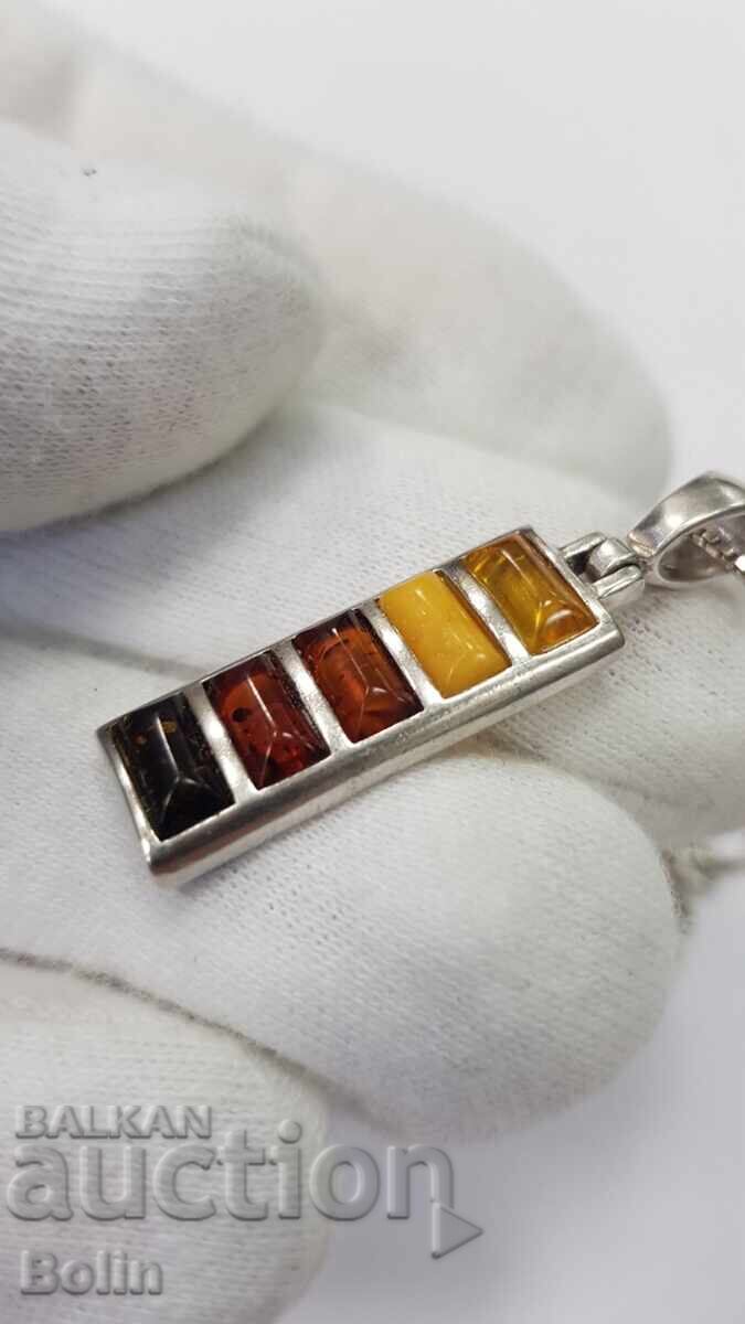 Auction Silver pendant with natural amber 925 silver. Europe Auction Silver pendant with natural amber 925 silver. Europe
