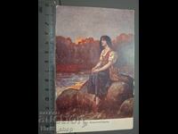 Carte poștală veche - Peisaj cu femeie