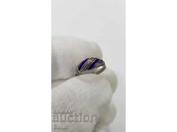 Inel argint vechi de colecție cu email, 1920-1930