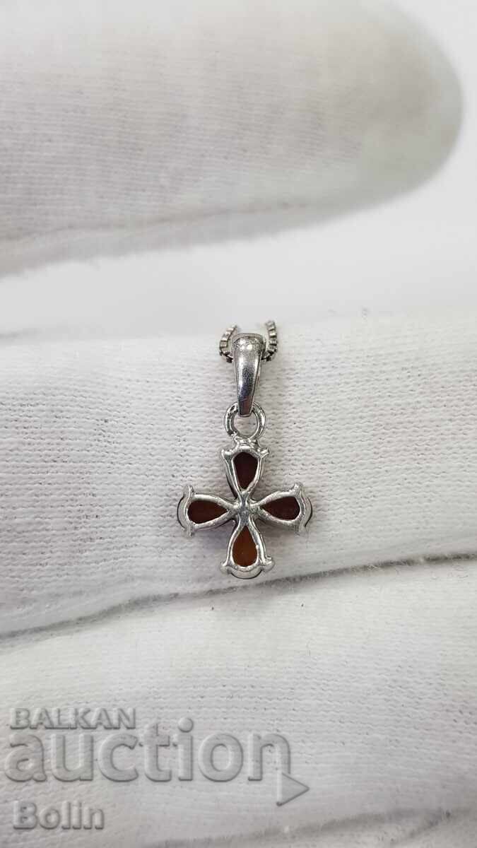 Livrarea Pandantiv delicat, medalion, cruce? floare argint 925‰ granate