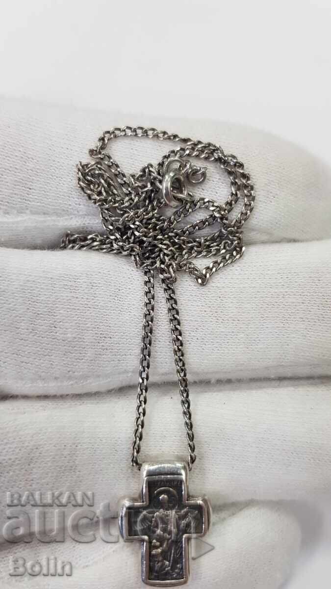 Auction  Russian Silver Orthodox Cross with Archangel 20th Century