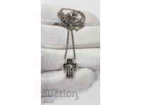 Russian Silver Orthodox Cross with Archangel 20th Century