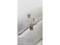 Simpatică și veselă pandantiv, medalion clovn argint cu aurire