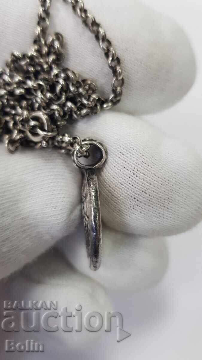 Livrarea Medalion european din argint cu monedă grecească antică 925