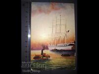 Old postcard - Landscape with ships
