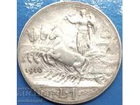 1 lira 1910 Italy silver Patina