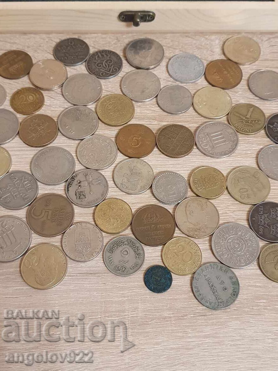 Wooden coin box with 50 coins!!! - 5