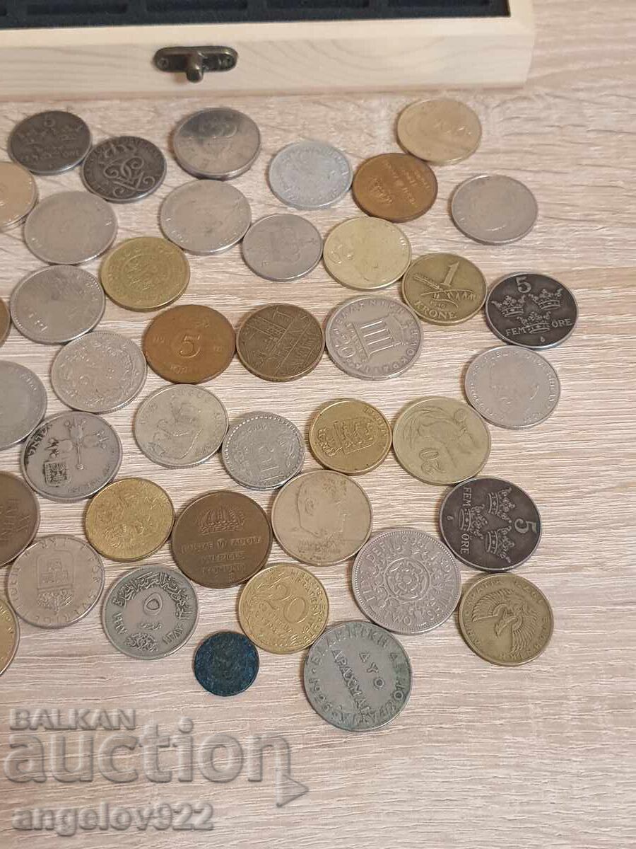 Wooden coin box with 50 coins!!! - 6