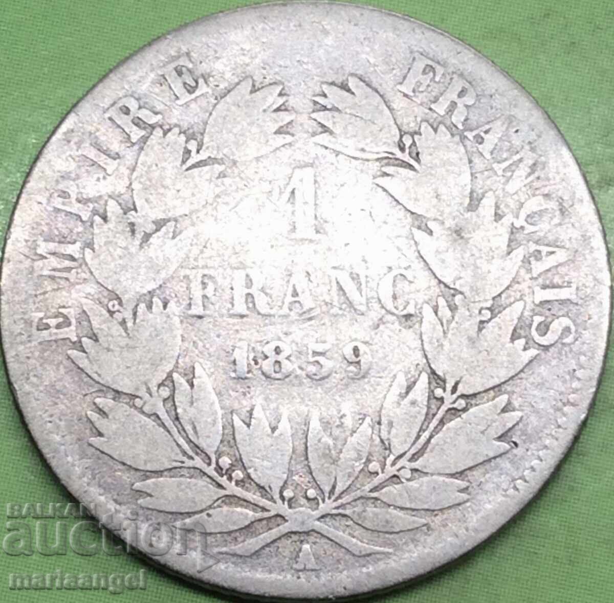 Delivery of Napoleon III France 1 Franc 1859 Silver Rare