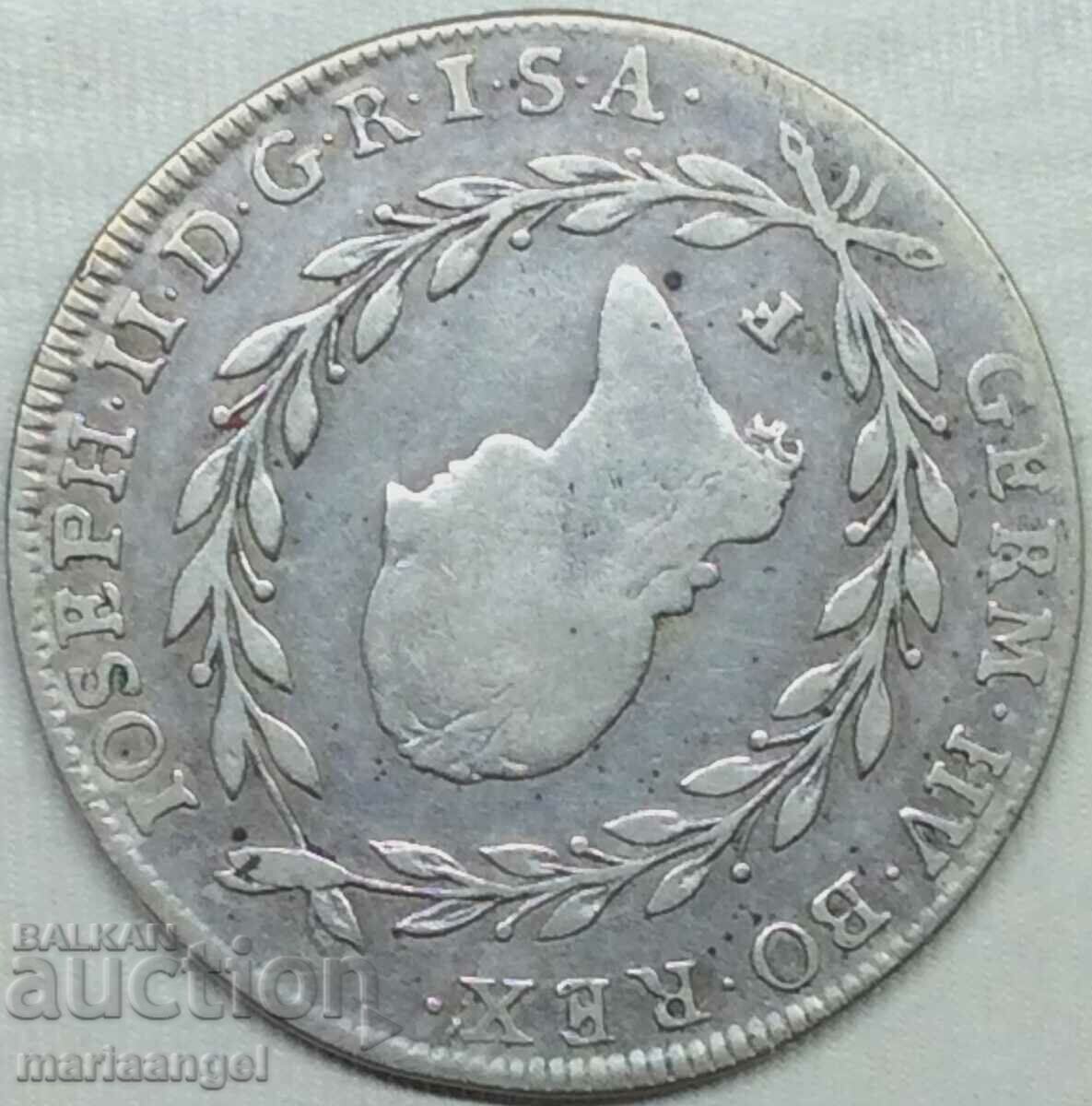 Licitație 20 Kreuzer 1788 Austria F - Sala Tirol Joseph II- destul de rar