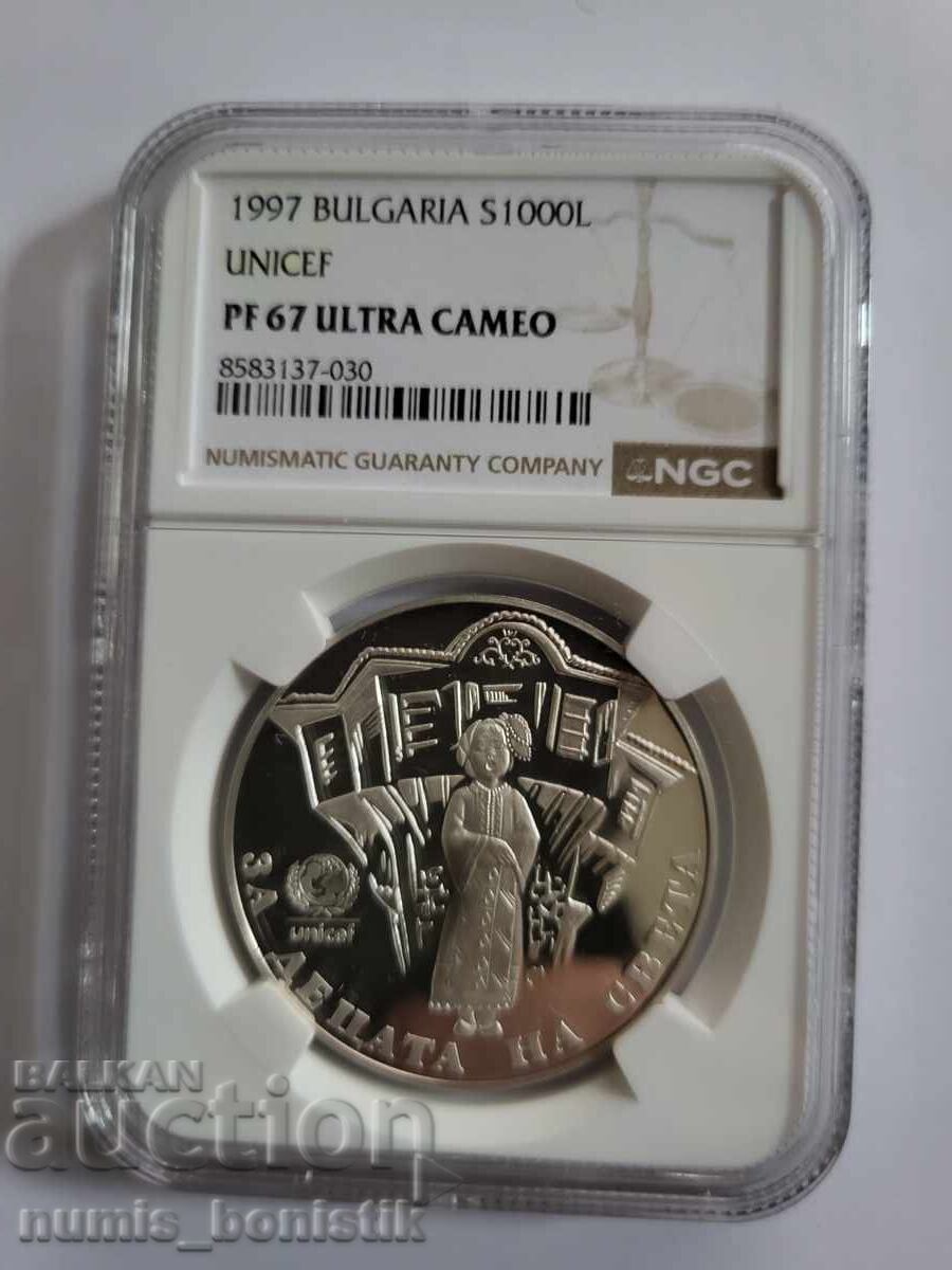 1000 leva 1997 g. Peeshto bŭlgarche NGC PF 67 ULTRA CAMEO cu preț € 448.00 | 876.21 BGN