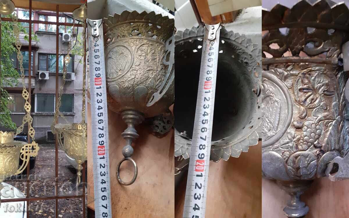 Pereche superbă de candele mari vechi din alamă cu vultur bicefal - 7 Pereche superbă de candele mari vechi din alamă cu vultur bicefal - 7