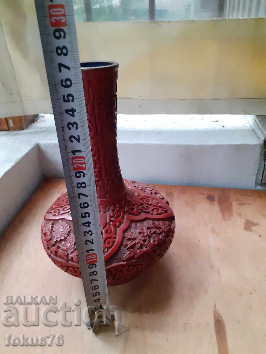 Cinnabar Laquer - уникална стара китайска ваза - 5