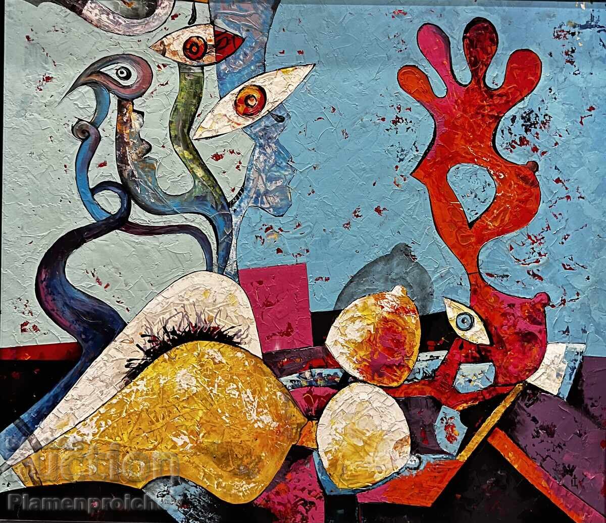 MARE TABLOU UNICAT HAȘIȘ-COBRĂ ȚVETKO ȚVETKOV ULEI cu preț 3500.00 BGN | € 1789.52 MARE TABLOU UNICAT HAȘIȘ-COBRĂ ȚVETKO ȚVETKOV ULEI cu preț 3500.00 BGN | € 1789.52