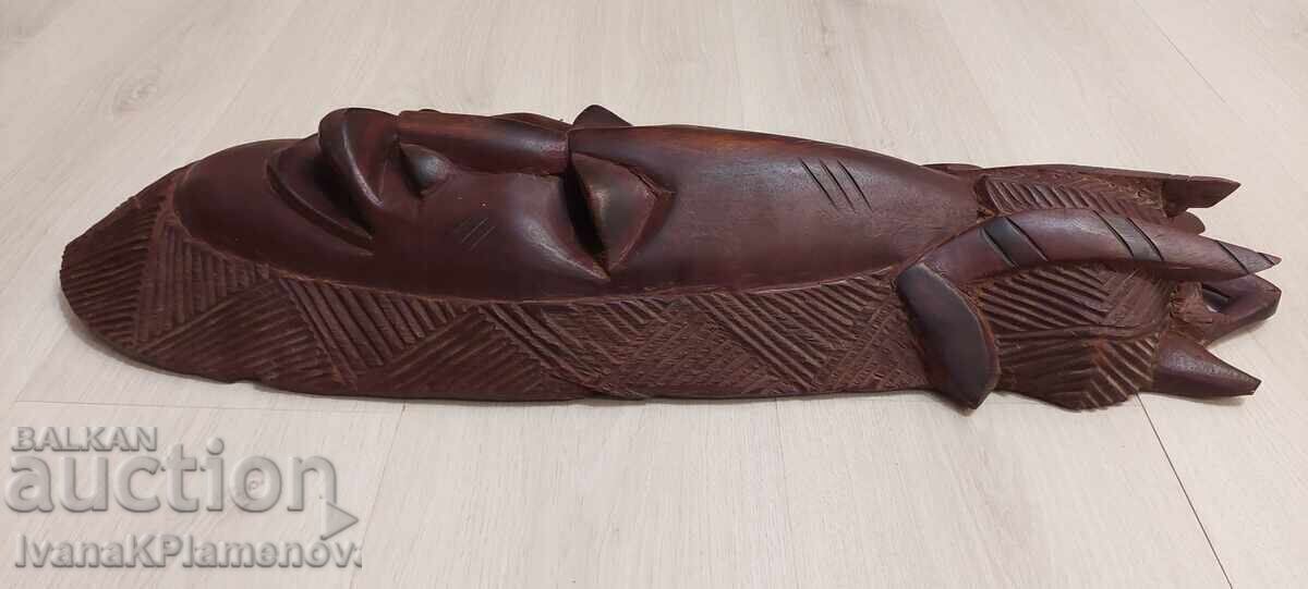Licitație Sculptură în lemn masiv, lucrată manual pentru cunoscători, excelentă, 70cm