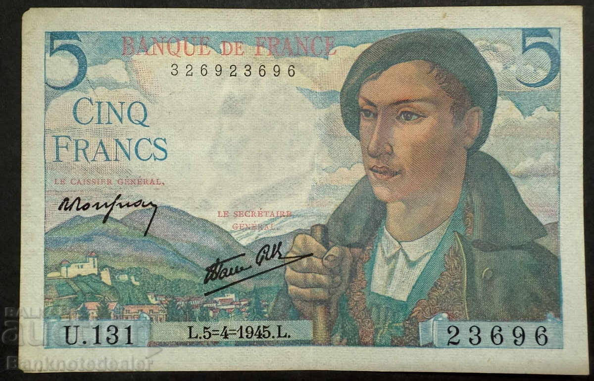 Γαλλία 5 Φράγκα 1945 Pick 98a Ref 3696