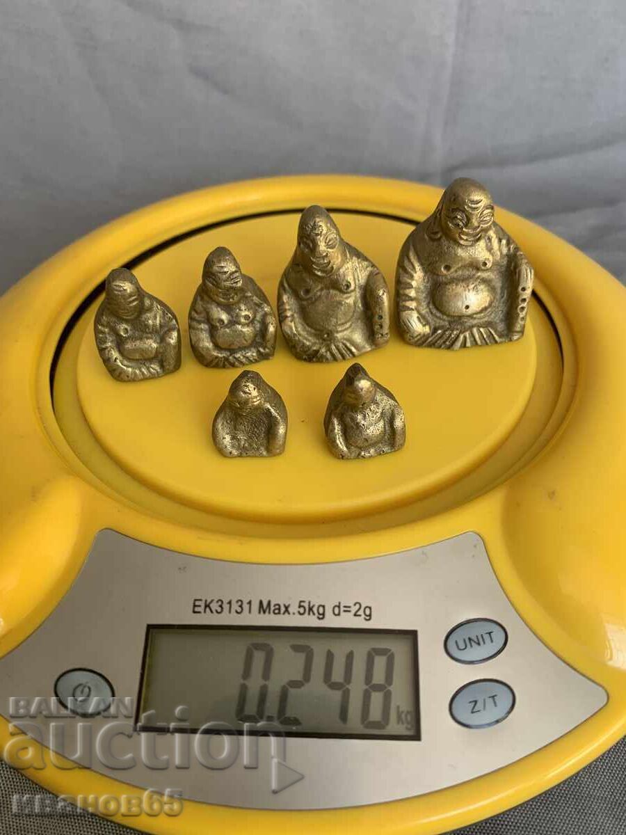 малки месингови фигурки смеещия се буда - 5