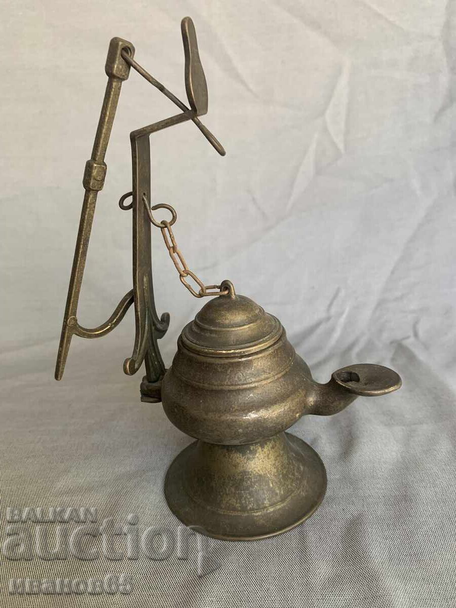 Old brass hanging oil lamp with price 55.00 BGN | € 28.12